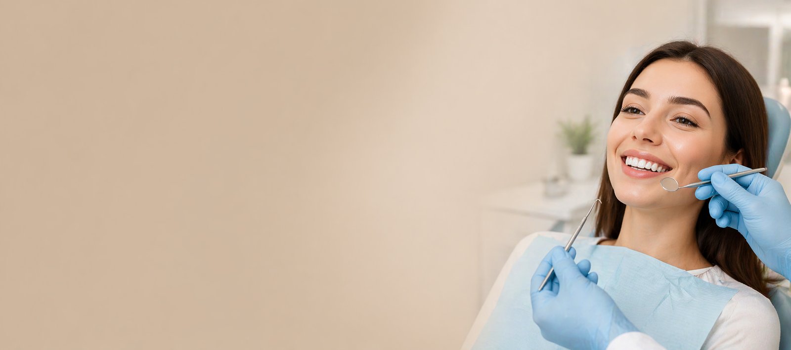 Dental treatment with happy patient