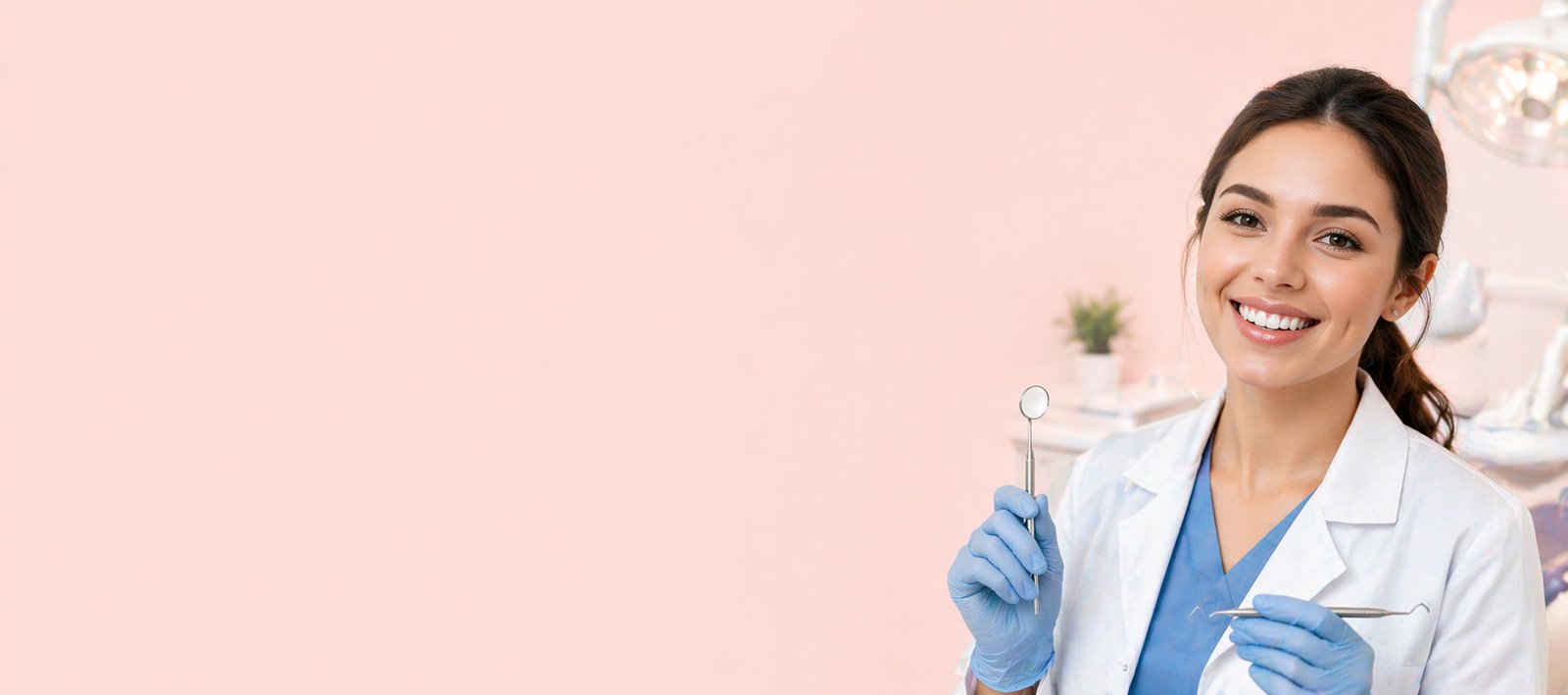 Dental treatment with happy patient